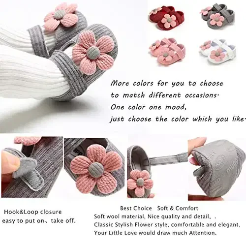 Ohwawadi Infant Baby Boys Girls Slippers Cozy Fleece Booties Soft Bottom Warm Cartoon Socks Newborn Crib Shoes - 4