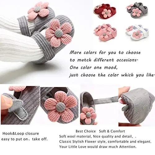 Ohwawadi Infant Baby Boys Girls Slippers Cozy Fleece Booties Soft Bottom Warm Cartoon Socks Newborn Crib Shoes - 4