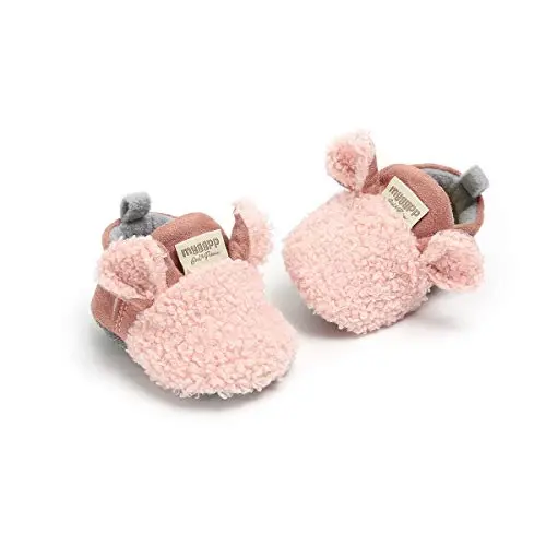 Ohwawadi Infant Baby Boys Girls Slippers Cozy Fleece Booties Soft Bottom Warm Cartoon Socks Newborn Crib Shoes - 5