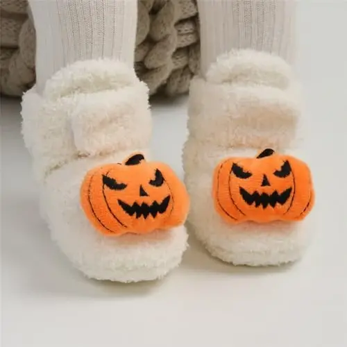 Ohwawadi Infant Baby Boys Girls Slippers Cozy Fleece Booties Soft Bottom Warm Cartoon Socks Newborn Crib Shoes - 7