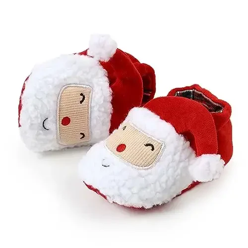 Ohwawadi Infant Baby Boys Girls Slippers Cozy Fleece Booties Soft Bottom Warm Cartoon Socks Newborn Crib Shoes - 5