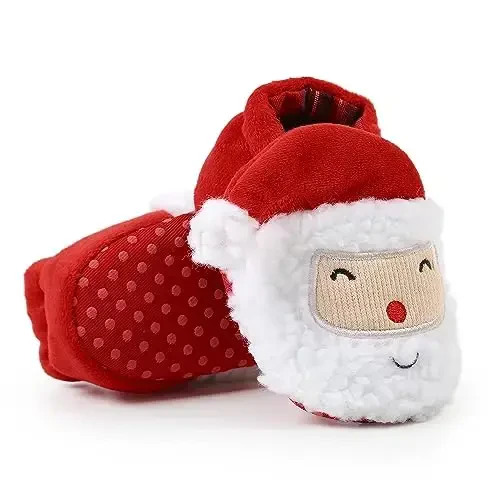 Ohwawadi Infant Baby Boys Girls Slippers Cozy Fleece Booties Soft Bottom Warm Cartoon Socks Newborn Crib Shoes 