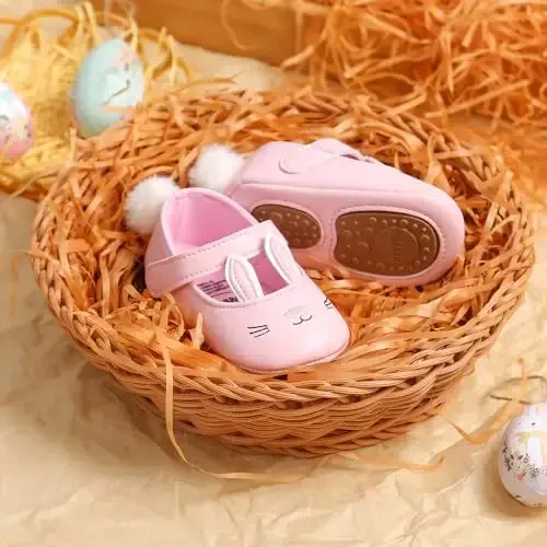 Ohwawadi Infant Baby Boys Girls Slippers Cozy Fleece Booties Soft Bottom Warm Cartoon Socks Newborn Crib Shoes - 9