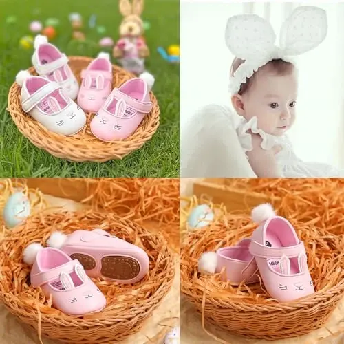 Ohwawadi Infant Baby Boys Girls Slippers Cozy Fleece Booties Soft Bottom Warm Cartoon Socks Newborn Crib Shoes - 12