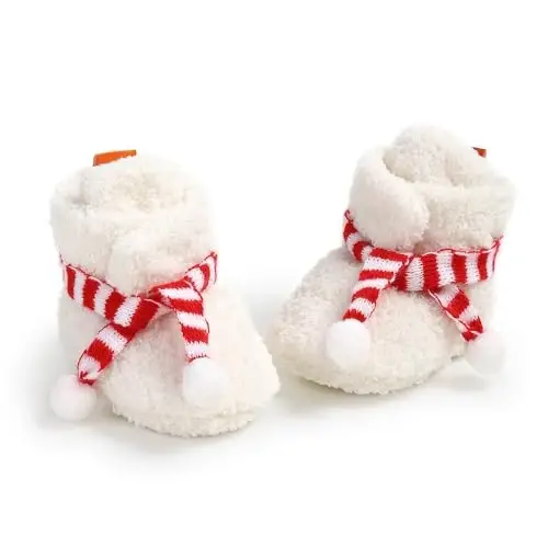 Ohwawadi Infant Baby Boys Girls Slippers Cozy Fleece Booties Soft Bottom Warm Cartoon Socks Newborn Crib Shoes - 6