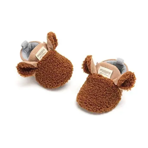 Ohwawadi Infant Baby Boys Girls Slippers Cozy Fleece Booties Soft Bottom Warm Cartoon Socks Newborn Crib Shoes - 5