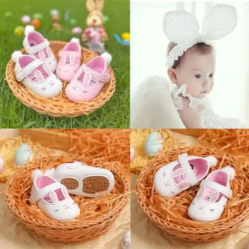 Ohwawadi Infant Baby Boys Girls Slippers Cozy Fleece Booties Soft Bottom Warm Cartoon Socks Newborn Crib Shoes - 3