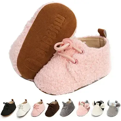 Ohwawadi Infant Baby Boys Girls Slippers Cozy Fleece Booties Soft Bottom Warm Cartoon Socks Newborn Crib Shoes - TUOTING