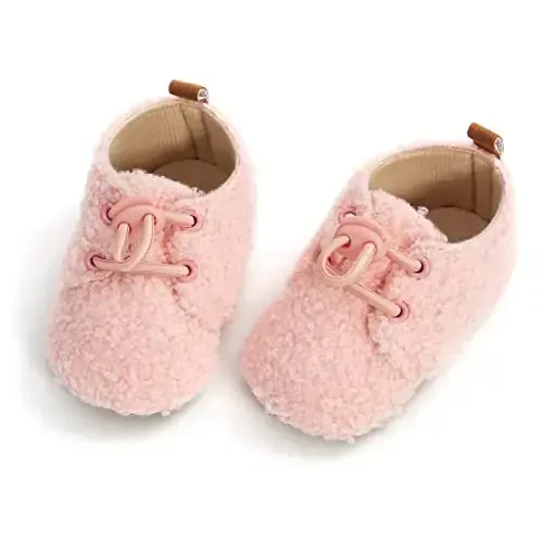 Ohwawadi Infant Baby Boys Girls Slippers Cozy Fleece Booties Soft Bottom Warm Cartoon Socks Newborn Crib Shoes - 6