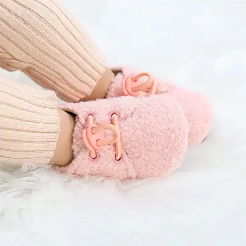 Ohwawadi Infant Baby Boys Girls Slippers Cozy Fleece Booties Soft Bottom Warm Cartoon Socks Newborn Crib Shoes - 2