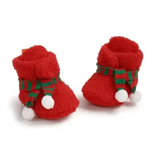 Ohwawadi Infant Baby Boys Girls Slippers Cozy Fleece Booties Soft Bottom Warm Cartoon Socks Newborn Crib Shoes - TUOTING