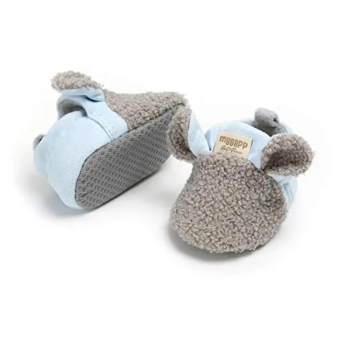 Ohwawadi Infant Baby Boys Girls Slippers Cozy Fleece Booties Soft Bottom Warm Cartoon Socks Newborn Crib Shoes - 5
