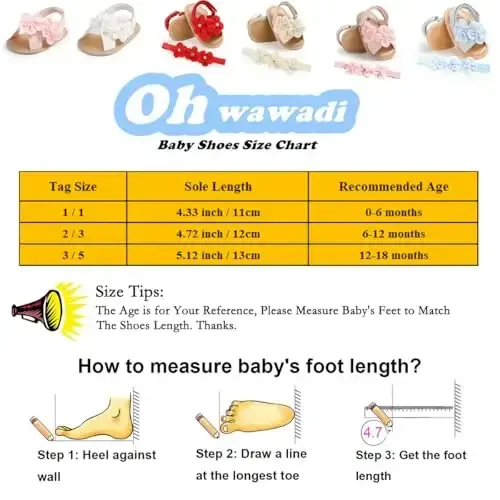 Ohwawadi Infant Baby Girl Shoes Baby Mary Jane Flats Princess Wedding Dress Shoes Crib Shoe for Newborns, Infants, Babies, and Toddlers - 6