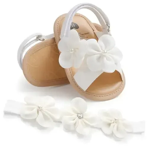 Ohwawadi Infant Baby Girl Shoes Baby Mary Jane Flats Princess Wedding Dress Shoes Crib Shoe for Newborns, Infants, Babies, and Toddlers - OHWAWADI