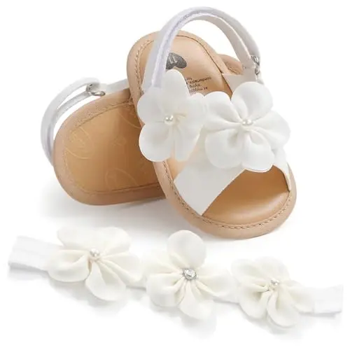 Ohwawadi Infant Baby Girl Shoes Baby Mary Jane Flats Princess Wedding Dress Shoes Crib Shoe for Newborns, Infants, Babies, and Toddlers - 1