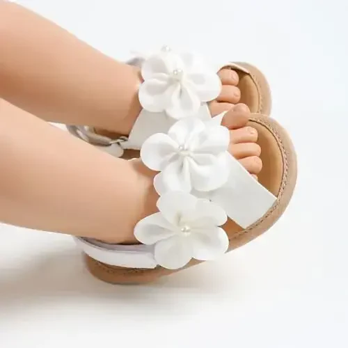 Ohwawadi Infant Baby Girl Shoes Baby Mary Jane Flats Princess Wedding Dress Shoes Crib Shoe for Newborns, Infants, Babies, and Toddlers - 2