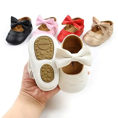 Ohwawadi Infant Baby Girl Shoes Baby Mary Jane Flats Princess Wedding Dress Shoes Crib Shoe for Newborns, Infants, Babies, and Toddlers - 4