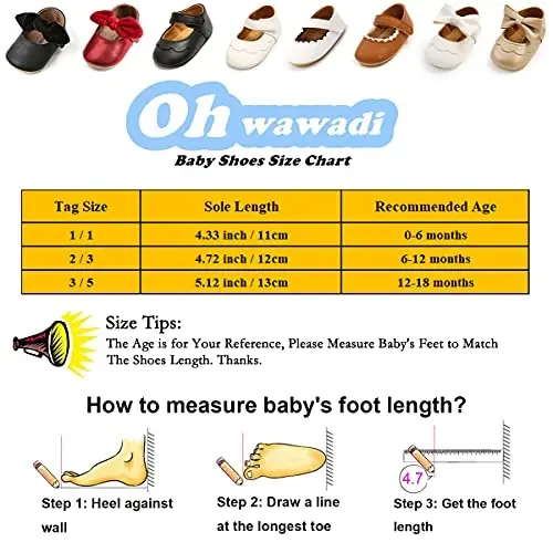 Ohwawadi Infant Baby Girl Shoes Baby Mary Jane Flats Princess Wedding Dress Shoes Crib Shoe for Newborns, Infants, Babies, and Toddlers - 6