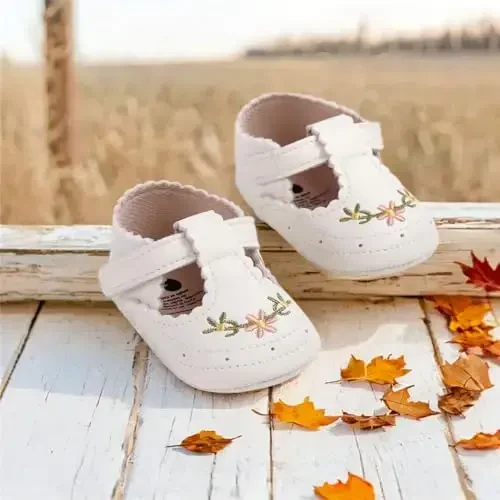 Ohwawadi Infant Baby Girl Shoes Baby Mary Jane Flats Princess Wedding Dress Shoes Crib Shoe for Newborns, Infants, Babies, and Toddlers - 3