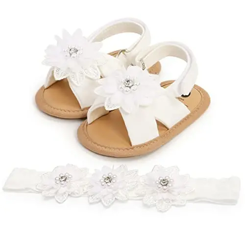Ohwawadi Infant Baby Girl Shoes Baby Mary Jane Flats Princess Wedding Dress Shoes Crib Shoe for Newborns, Infants, Babies, and Toddlers - 1