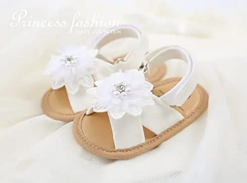 Ohwawadi Infant Baby Girl Shoes Baby Mary Jane Flats Princess Wedding Dress Shoes Crib Shoe for Newborns, Infants, Babies, and Toddlers - 2