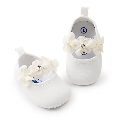 Ohwawadi Infant Baby Girl Shoes Baby Mary Jane Flats Princess Wedding Dress Shoes Crib Shoe for Newborns, Infants, Babies, and Toddlers - 3