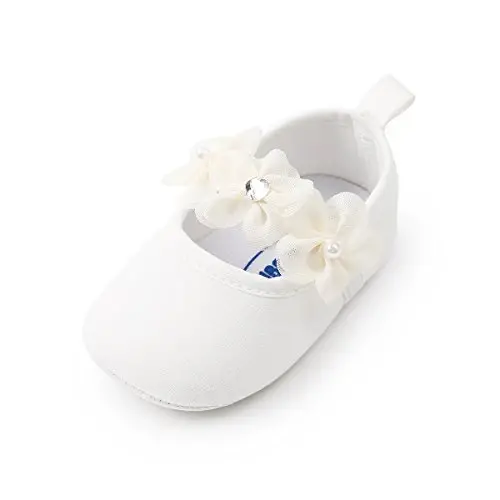 Ohwawadi Infant Baby Girl Shoes Baby Mary Jane Flats Princess Wedding Dress Shoes Crib Shoe for Newborns, Infants, Babies, and Toddlers - 6