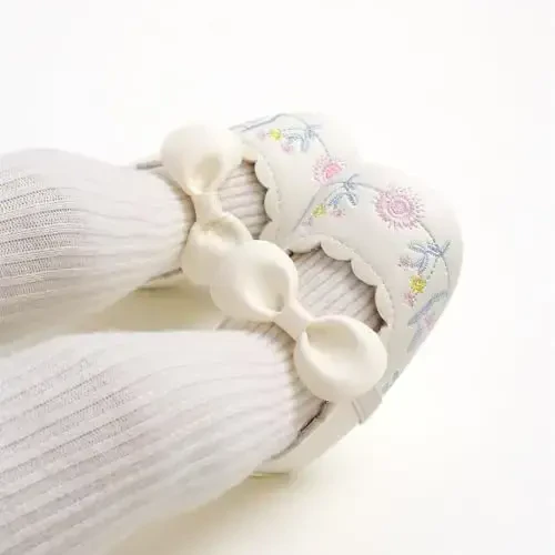Ohwawadi Infant Baby Girl Shoes Baby Mary Jane Flats Princess Wedding Dress Shoes Crib Shoe for Newborns, Infants, Babies, and Toddlers - 3