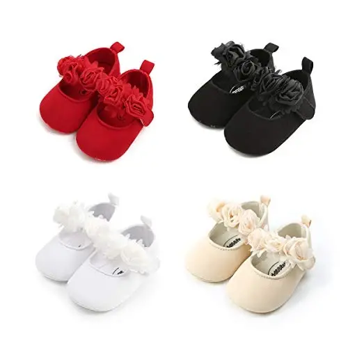 Ohwawadi Infant Baby Girl Shoes Baby Mary Jane Flats Princess Wedding Dress Shoes Crib Shoe for Newborns, Infants, Babies, and Toddlers - OHWAWADI (1)