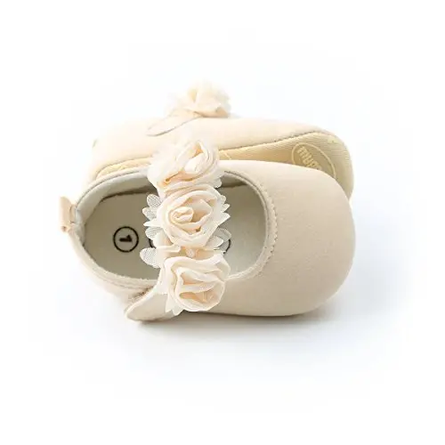 Ohwawadi Infant Baby Girl Shoes Baby Mary Jane Flats Princess Wedding Dress Shoes Crib Shoe for Newborns, Infants, Babies, and Toddlers - 5