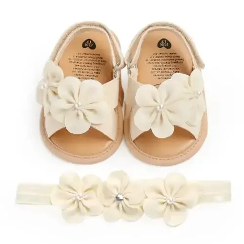 Ohwawadi Infant Baby Girl Shoes Baby Mary Jane Flats Princess Wedding Dress Shoes Crib Shoe for Newborns, Infants, Babies, and Toddlers - 5