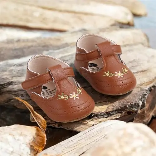 Ohwawadi Infant Baby Girl Shoes Baby Mary Jane Flats Princess Wedding Dress Shoes Crib Shoe for Newborns, Infants, Babies, and Toddlers - 5
