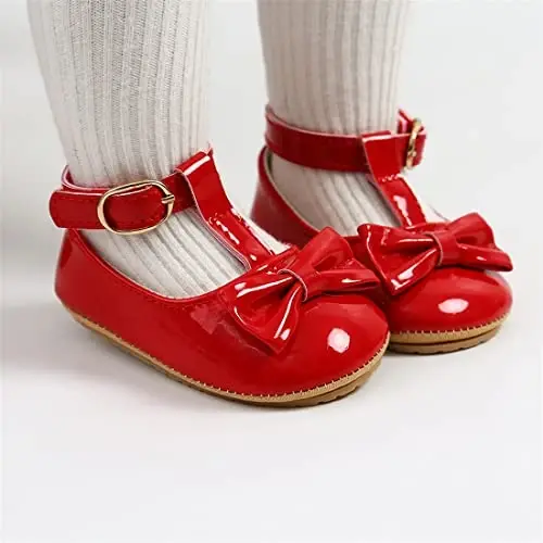 Ohwawadi Infant Baby Girl Shoes Baby Mary Jane Flats Princess Wedding Dress Shoes Crib Shoe for Newborns, Infants, Babies, and Toddlers - OHWAWADI (1)