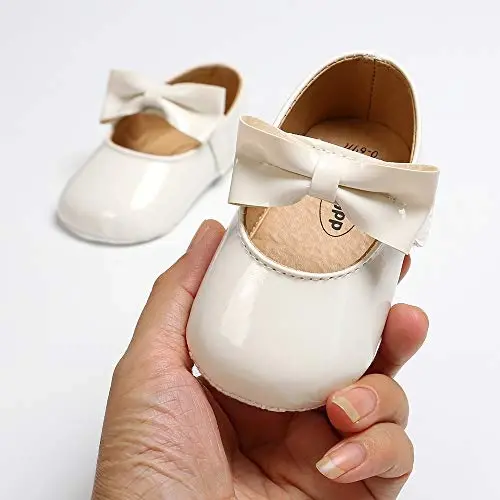 Ohwawadi Infant Baby Girl Shoes Baby Mary Jane Flats Princess Wedding Dress Shoes Crib Shoe for Newborns, Infants, Babies, and Toddlers - OHWAWADI (1)