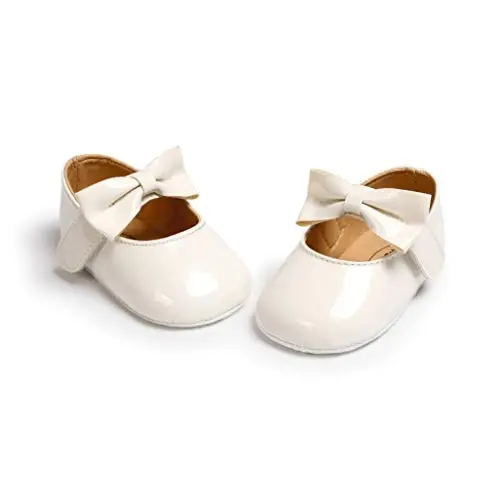 Ohwawadi Infant Baby Girl Shoes Baby Mary Jane Flats Princess Wedding Dress Shoes Crib Shoe for Newborns, Infants, Babies, and Toddlers - 7