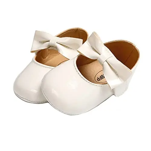 Ohwawadi Infant Baby Girl Shoes Baby Mary Jane Flats Princess Wedding Dress Shoes Crib Shoe for Newborns, Infants, Babies, and Toddlers 