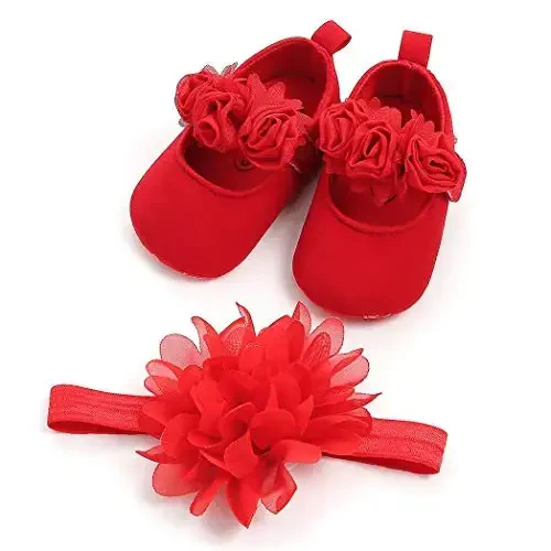 Ohwawadi Infant Baby Girl Shoes Baby Mary Jane Flats Princess Wedding Dress Shoes Crib Shoe for Newborns, Infants, Babies, and Toddlers - 3