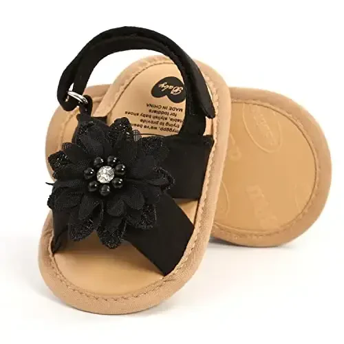 Ohwawadi Infant Baby Girl Shoes Baby Mary Jane Flats Princess Wedding Dress Shoes Crib Shoe for Newborns, Infants, Babies, and Toddlers - 2