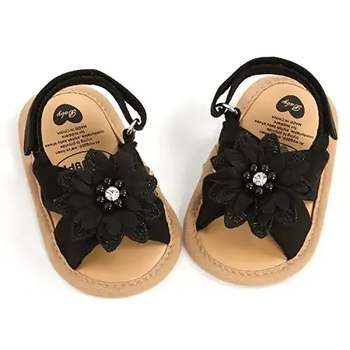 Ohwawadi Infant Baby Girl Shoes Baby Mary Jane Flats Princess Wedding Dress Shoes Crib Shoe for Newborns, Infants, Babies, and Toddlers - 4