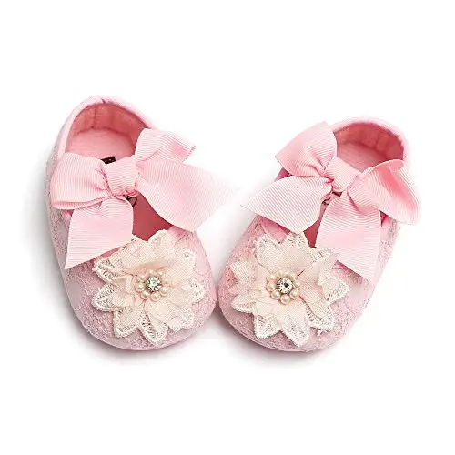 Ohwawadi Infant Baby Girl Shoes Baby Mary Jane Flats Princess Wedding Dress Shoes Crib Shoe for Newborns, Infants, Babies, and Toddlers - 3