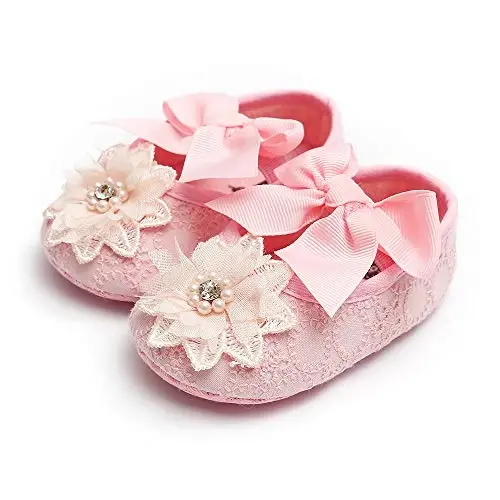 Ohwawadi Infant Baby Girl Shoes Baby Mary Jane Flats Princess Wedding Dress Shoes Crib Shoe for Newborns, Infants, Babies, and Toddlers - 6