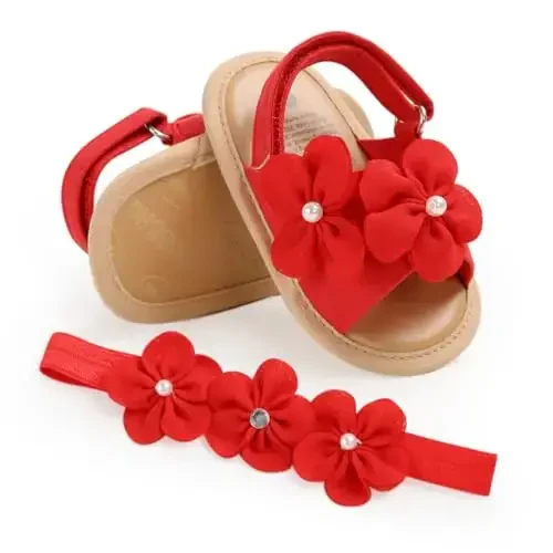 Ohwawadi Infant Baby Girl Shoes Baby Mary Jane Flats Princess Wedding Dress Shoes Crib Shoe for Newborns, Infants, Babies, and Toddlers - 3