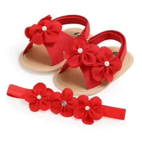 Ohwawadi Infant Baby Girl Shoes Baby Mary Jane Flats Princess Wedding Dress Shoes Crib Shoe for Newborns, Infants, Babies, and Toddlers - 4