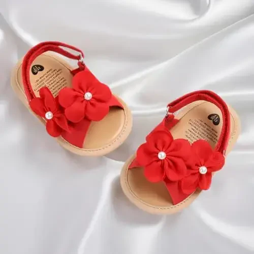 Ohwawadi Infant Baby Girl Shoes Baby Mary Jane Flats Princess Wedding Dress Shoes Crib Shoe for Newborns, Infants, Babies, and Toddlers - 6
