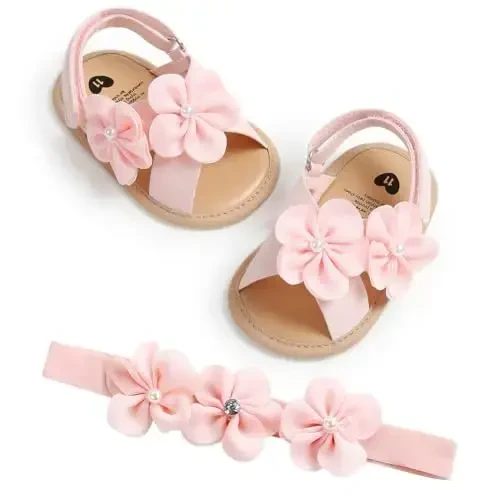 Ohwawadi Infant Baby Girl Shoes Baby Mary Jane Flats Princess Wedding Dress Shoes Crib Shoe for Newborns, Infants, Babies, and Toddlers - 5