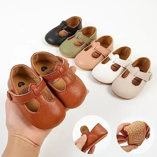 Ohwawadi Infant Baby Girl Shoes Baby Mary Jane Flats Princess Wedding Dress Shoes Crib Shoe for Newborns, Infants, Babies, and Toddlers - 3