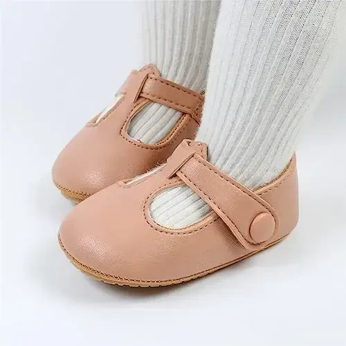 Ohwawadi Infant Baby Girl Shoes Baby Mary Jane Flats Princess Wedding Dress Shoes Crib Shoe for Newborns, Infants, Babies, and Toddlers - OHWAWADI (1)