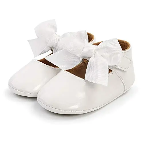 Ohwawadi Infant Baby Girl Shoes Baby Mary Jane Flats Princess Wedding Dress Shoes Crib Shoe for Newborns, Infants, Babies, and Toddlers - 4