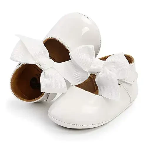 Ohwawadi Infant Baby Girl Shoes Baby Mary Jane Flats Princess Wedding Dress Shoes Crib Shoe for Newborns, Infants, Babies, and Toddlers - 6