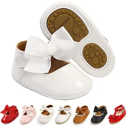 Ohwawadi Infant Baby Girl Shoes Baby Mary Jane Flats Princess Wedding Dress Shoes Crib Shoe for Newborns, Infants, Babies, and Toddlers - 1